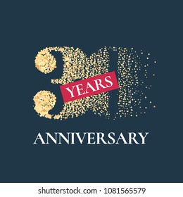 30 years anniversary vector icon,  logo. Graphic design element with golden glitter number for 30th anniversary card 