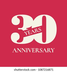 30 years anniversary vector icon,  logo. Design element with red color background and number for 30th anniversary 