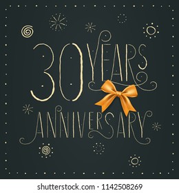 30 years anniversary vector icon, logo. Design element with elegant sign for decoration for 30th anniversary 