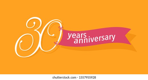 30 years anniversary vector icon, logo. Graphic background or banner for 30th anniversary birthday celebration 