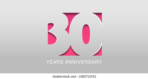 30 years anniversary vector icon, symbol, logo. Graphic background or card in modern style for 30th anniversary birthday celebration 