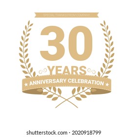 30 years anniversary vector icon, logo. Graphic design element with number and text composition for 30th anniversary