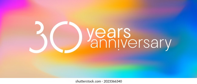 30 Jahre Jubiläum Vektorsymbol, Logo. Grafisches Design-Element mit Neonfarben zum 30. Jubiläum