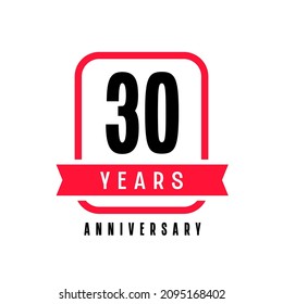 30 years anniversary vector icon, logo. Graphic design element with number and text composition for 30th anniversary. Suitable for card or packaging