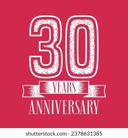 30 years anniversary vector icon, logo. Graphic design element with number and text composition for 30th anniversary. Suitable for card or packaging