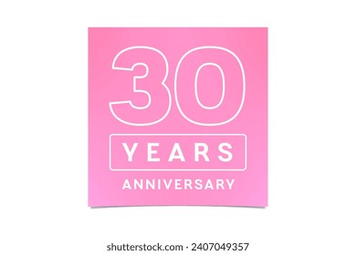 30 years anniversary vector icon, logo. Graphic design element with number and text composition for 30th anniversary. Suitable for card or packaging