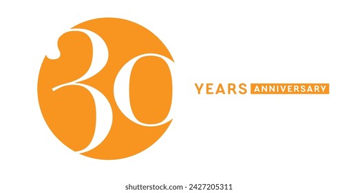 30 years anniversary vector icon, logo. Isolated elegant design with number for 30th anniversary birthday card or symbol