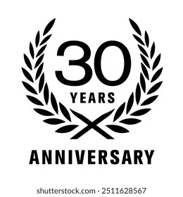 Icono del Vector del aniversario de 30 años, logotipo. Elemento de diseño con signo gráfico y número para el 30 aniversario