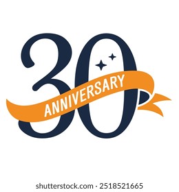 30 anos de aniversário ícone vetor, logotipo. Design gráfico isolado com número de letra elegante para cartão de aniversário de 30 anos ou símbolo