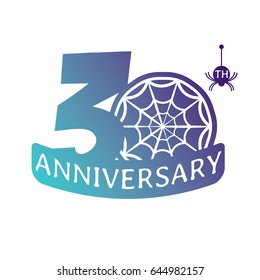 30 years anniversary vector icon with spider web pattern.