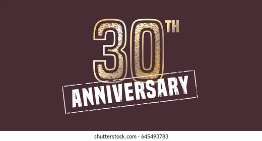 30 years anniversary vector icon,  logo. Graphic design element with  golden stamp for 30th anniversary decoration