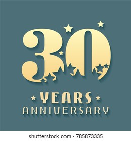 30 years anniversary vector icon, symbol, logo. Graphic design element for 30th anniversary birthday card 