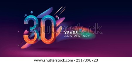 30 years anniversary vector icon, logo. Design element with modern graphic style number for 30th anniversary