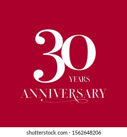 30 years anniversary vector logo, icon. Design element with number for 30th anniversary greeting card or banner 