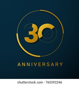 30 Years Anniversary Vector Logo Design Isolated on Dark Background
