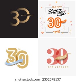 30 years anniversary vector number icon, birthday logo label, anniversary design