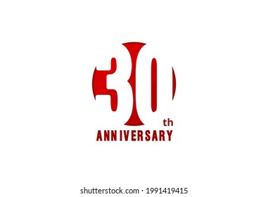 30 Jahre Jubiläum Vektorvorlage mit roter Farbe, 30. Geburtstag-Logo
