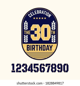 30 Years birthday Template Design illustration, set 1, 2, 3, 4, 5, 6, 7, 8, 9, 0