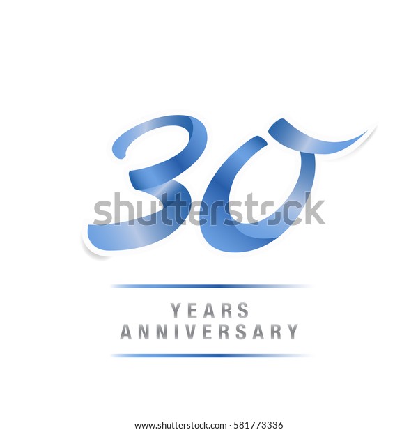 30 Years Blue Anniversary Logo Celebration Stock Vector (Royalty Free ...