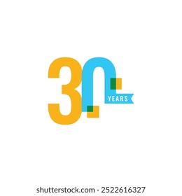 30 Years colorful Anniversary Number Collection Design Vector Template Illustration