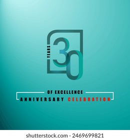 30 years of excelence anniversary celebration 3d vector template design illustration