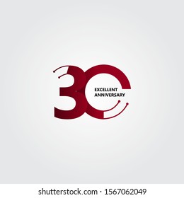 30 Years Excellent Anniversary Vector Template Design Illustration