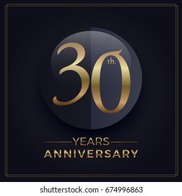 30 years gold and black anniversary celebration simple logo template on dark background