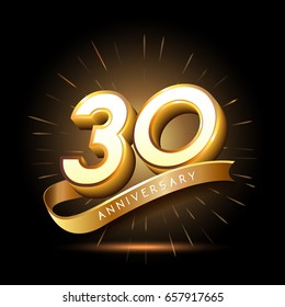 30 years golden anniversary logo celebration with firework and ribbon svg