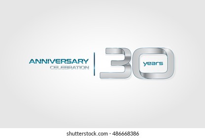 30 years silver anniversary celebration logo, isolated on dark white background