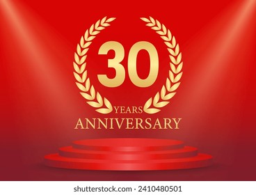 30 Years or Thirty Years Anniversary Logo. Anniversary Celebration Logo for Wedding, Birthday Party or Celebration. Vector Illustration.