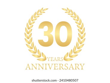 30 Years or Thirty Years Anniversary Logo. Anniversary Celebration Logo for Wedding, Birthday Party or Celebration. Vector Illustration.