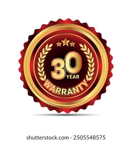  30 years warranty badge and warranty seal stamp for warranty packaging sticker