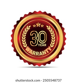  30 years warranty badge and warranty seal stamp for warranty packaging sticker