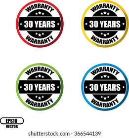 30 years warranty, Button, label and sign - Vector illustration