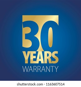 30 Years Warranty Gold Blue Logo Icon Button Stamp Vector