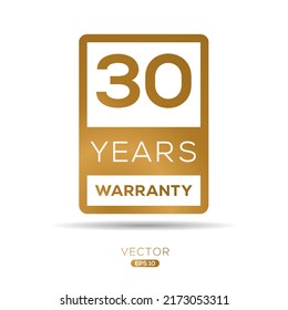 30 years warranty seal stamp, vector label.