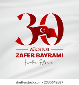 30 Ağustos Zafer Bayramı Kutlu Olsun Ataturk y crescent and star vector Translation: feliz día de la victoria del 30 de agosto