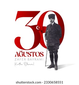 30 Ağustos Zafer Bayramı Kutlu Olsun Ataturk y crescent and star vector Translation: feliz día de la victoria del 30 de agosto