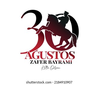 30 Ağustos Zafer Bayramı Kutlu Olsun.
Vector Man On A Rearing Horse. Translation: Happy August 30 Victory Day