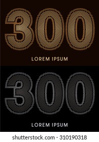 300 ,abstract luxury font, Designed using gold and black line square, geometric shape, graphic vector.