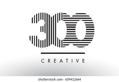 300 Black and White Number Logo Design with Vertical and Horizontal Lines.