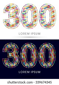 300, Colorful Brick, Construction font graphic design.