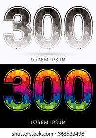 300 Font , Colors and black melt graphic vector