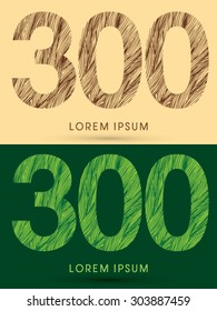 300, Font, concept line stroke , wood and leaf, grass, graphic vector.