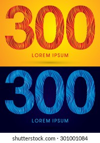 300 ,Font ,Text, designed using line fire and cool, graphic vector.
