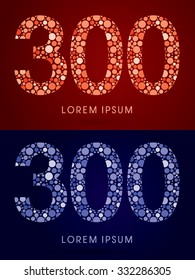 300 ,hot and cool font, designed using red and blue dot graphic vector.