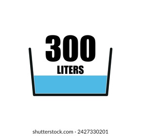 300 liters icon. Liquid measure vector design in liters isolated on white background