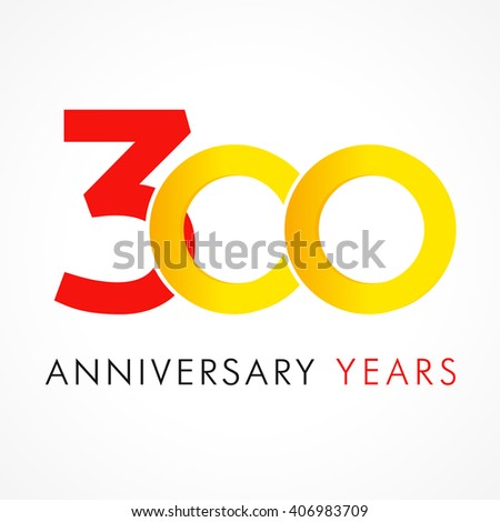 300 th anniversary numbers. 300 years old logotype. Creative bold congrats. Isolated abstract graphic web design template. Congratulation with rings digits. Up to 30 percent off discount concept.