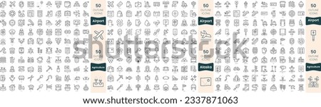 300 thin line icons bundle. In this set include agriculture, airport, alaska