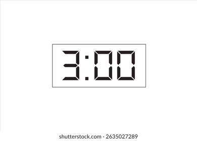 Imagem vetorial 3:00 em cor preta sobre fundo branco.